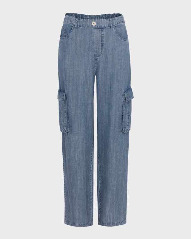 Aven Indigo Straight-Leg Cargo Pants